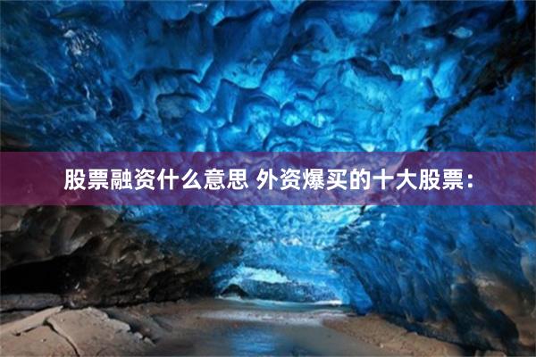 股票融资什么意思 外资爆买的十大股票: