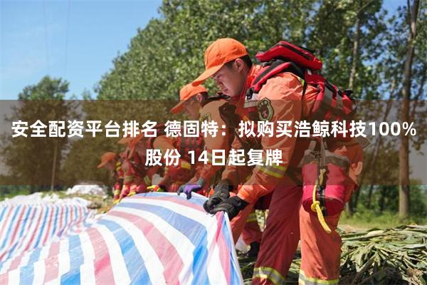 安全配资平台排名 德固特：拟购买浩鲸科技100%股份 14日起复牌