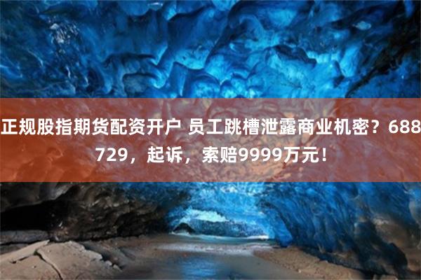 正规股指期货配资开户 员工跳槽泄露商业机密？688729，起诉，索赔9999万元！